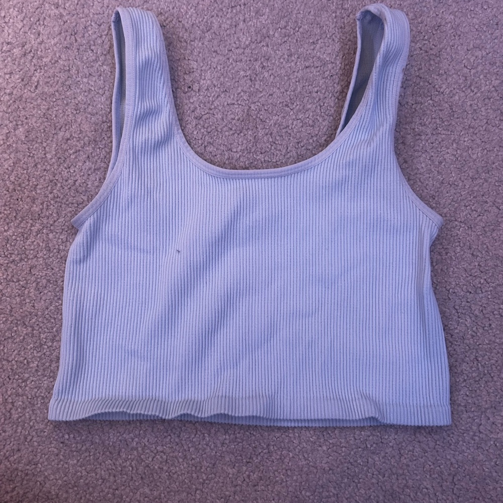 Ardene Light Blue Ribbed Crop Tank Top